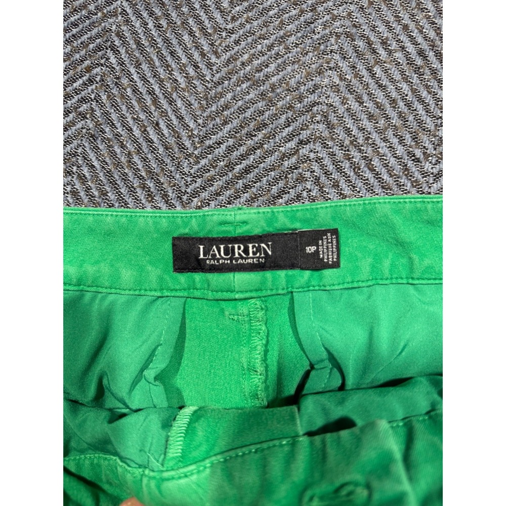 Lauren Ralph Lauren Shorts Womens 10P Green Cotton Petite Pockets Zip Fly - Picture 3 of 5